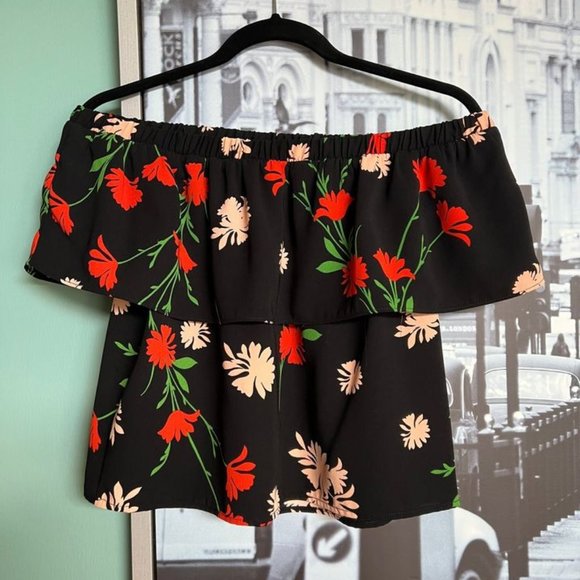 TOPSHOP Off The Shoulder Floral Ruffle Top - Picture 2 of 3